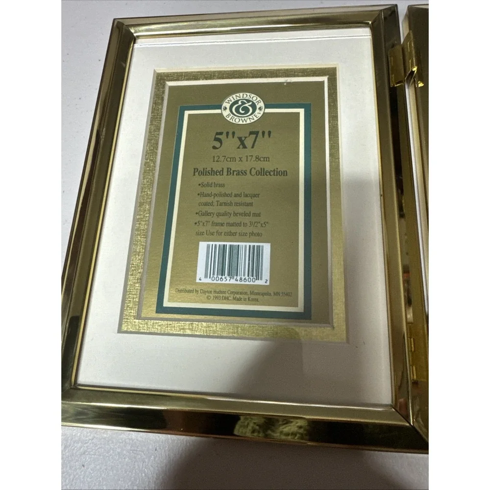 Windsor Browne GOLD Hinged Double Side Solid Brass Table Top Frame 1993 Korea
